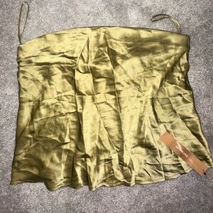 Reformation Women’s Sage Green Satin Strapless Top